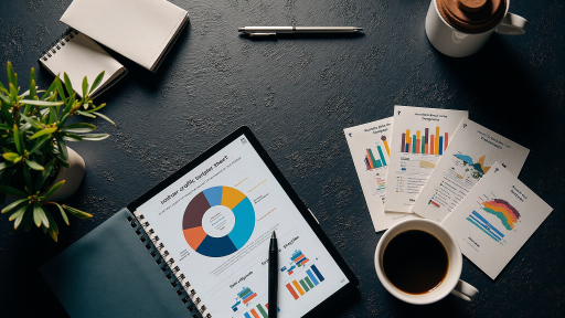 产品经理课程封面，显示产品管理图标和数据分析图表，背景为商务灰色